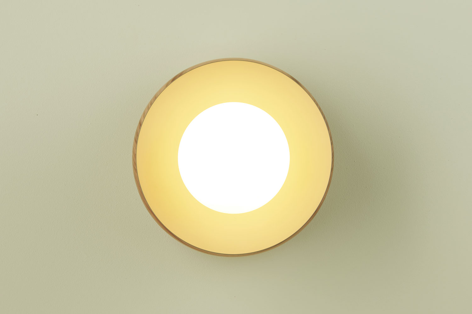 Front view of wall sconce with LED bulb